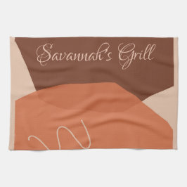 Abstrakt Expressionism Brown & Terracotta Shapes Kökshandduk