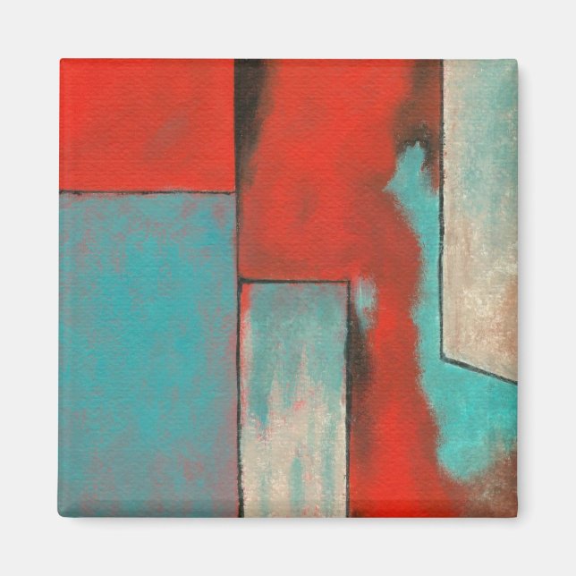 Abstrakt Expressionist Art Painting Red Turcos Magnet (Framsidan)