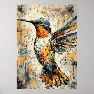 Abstrakt expressionist kolibri-målning modern poster