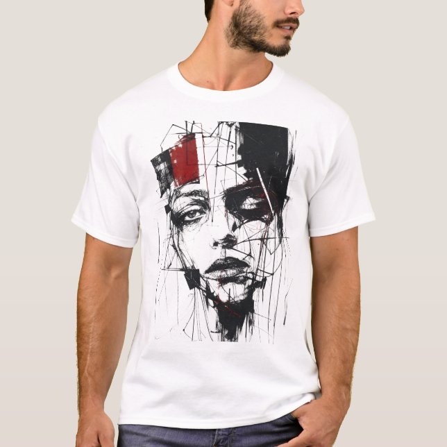 Abstrakt expressionist porträtt grafisk t-shirt (Framsida)