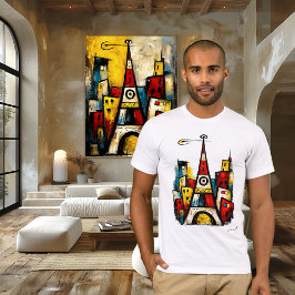Abstrakt expressionist stadslandskap | Modern urba T Shirt