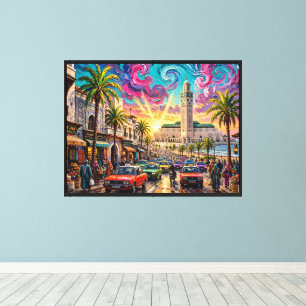 Abstrakt expressionist stadsmiljö från Casablanca Canvastryck