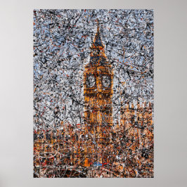 Abstrakt expressionistisk Big Ben London Drip Art Poster