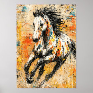 Abstrakt expressionistisk hästmålning Dynamisk Poster