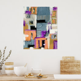 Abstrakt expressionistisk konst byggnader målning poster