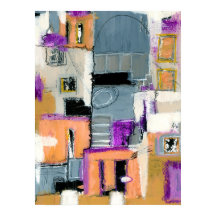 Abstrakt expressionistisk konst byggnader målning