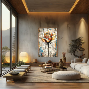 Abstrakt expressionistisk ros-målning modern bloms poster