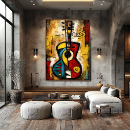 Abstrakt expressionistisk ukulele – symbolisk mode poster