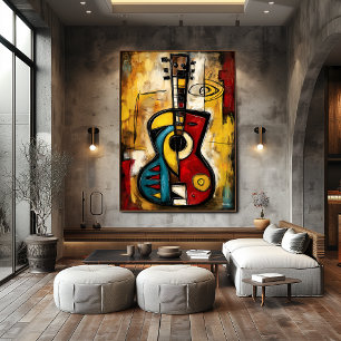 Abstrakt expressionistisk ukulele – symbolisk mode poster