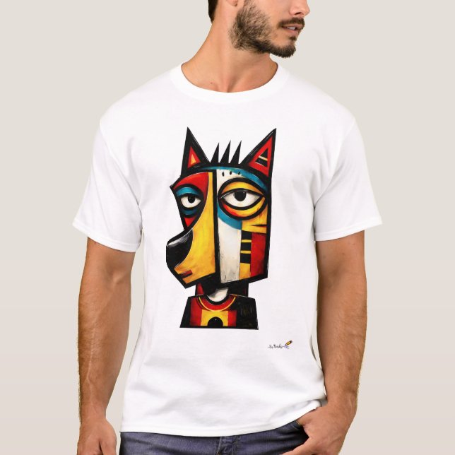Abstrakt expressionistisk varg geometrisk modern k t shirt (Framsida)