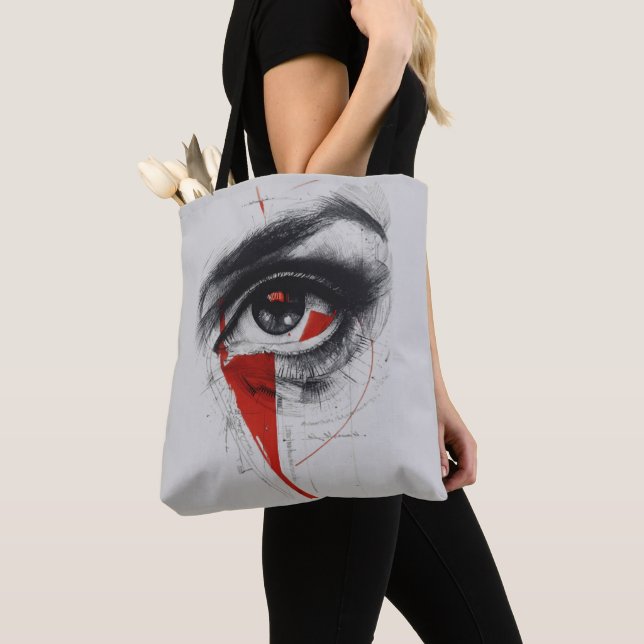 Abstrakt Eye Canvas Shoppingbag Tygkasse (Närbild)