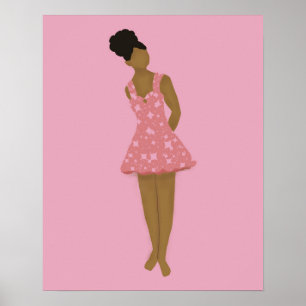 Abstrakt Facless Söt Girl med Afro Puff Poster