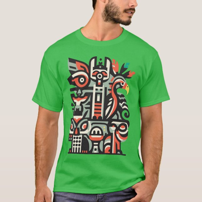 abstrakt fågel tiki stil vän t shirt (Framsida)