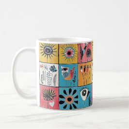 Abstrakt Fåglar och Blommar Kaffemugg