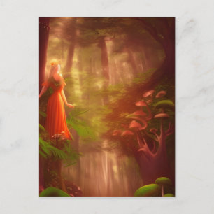 Abstrakt fairy in a magic Forest Postcard Vykort