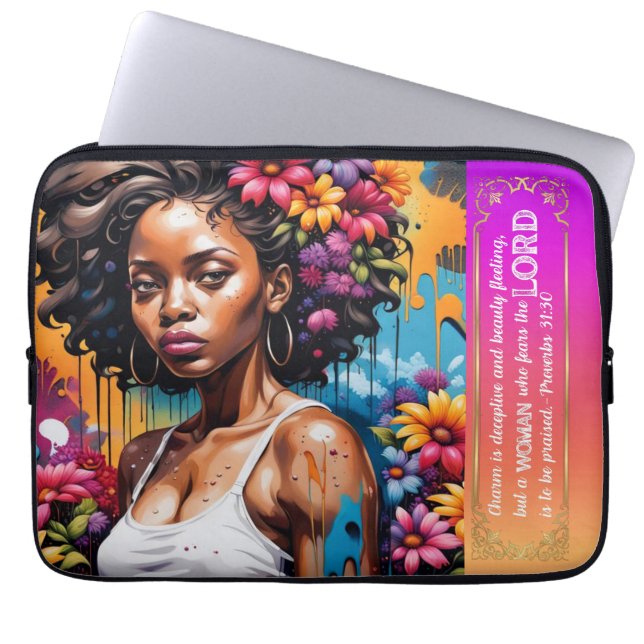 Abstrakt Faith Proverbs 31 30 Laptop Fodral (Framsidan)
