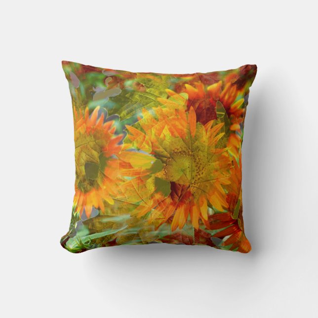 Abstrakt Fall Färg Flowers Kudde (Framsida)