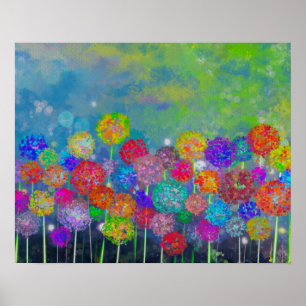 Abstrakt fält av blommor canvas pri poster