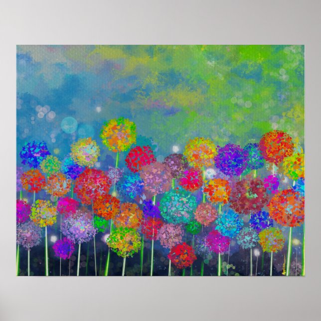 Abstrakt fält av blommor canvas pri poster (Framsidan)