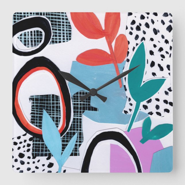 Abstrakt Fält Resa Fyrkantig Klocka (Framsida)