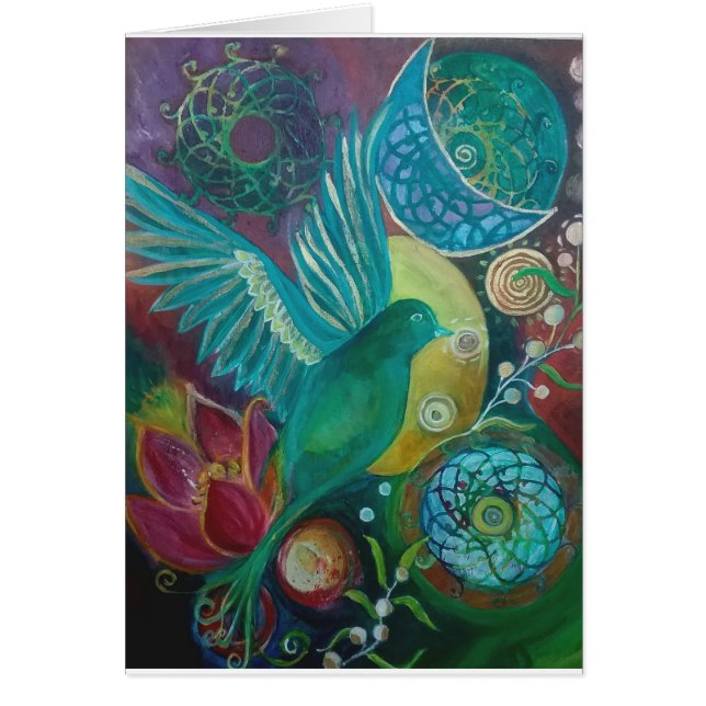 Abstrakt fantasispirituaĺ för blåsångare hälsningskort (Framsidan)