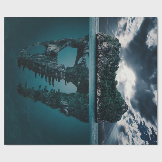 Abstrakt Fantasy Artistic Island Presentpapper (Platt)