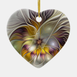 Abstrakt Fantasy Flower Fractal Art Julgransprydnad Keramik