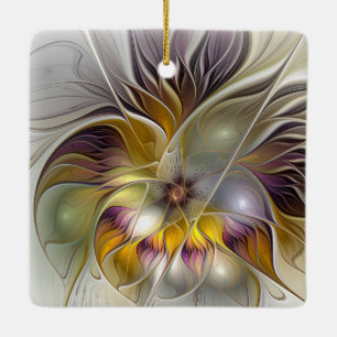 Abstrakt Fantasy Flower Fractal Art Julgransprydnad Keramik