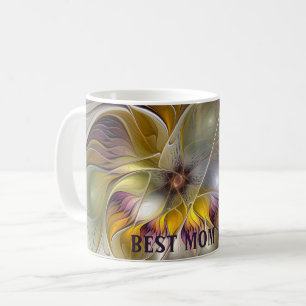 Abstrakt Fantasy Flower Fractal Bästa Mamma Kaffemugg