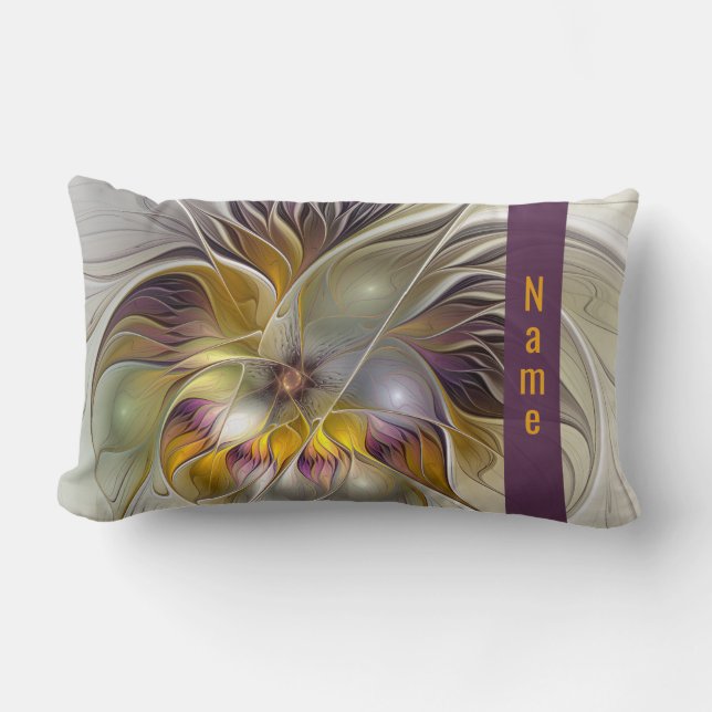 Abstrakt Fantasy Flower Fractal Namn Lumbarkudde (Framsida)