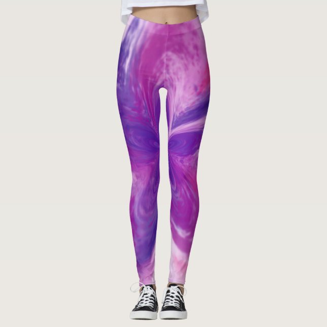 Abstrakt Fantasy Flower Watercolor Leggings (Framsida)