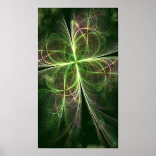 Abstrakt Fantasy Four Löv Grönt Klöver Poster