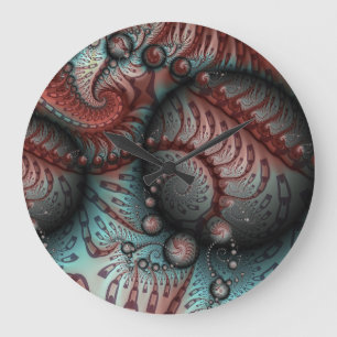Abstrakt Fantasy Fractal Art Bollar Brown Blue Stor Klocka