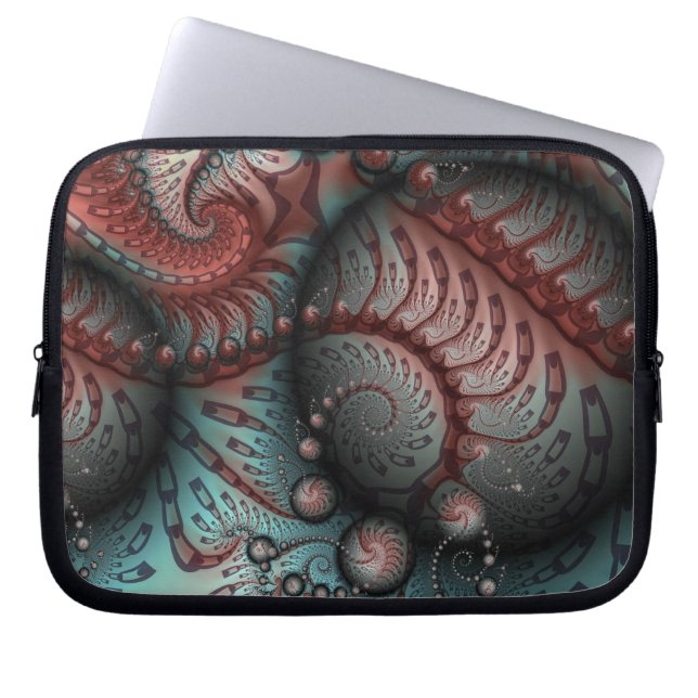Abstrakt Fantasy Fraktal Konst Bollar Brun Blå Laptop Fodral (Framsidan)
