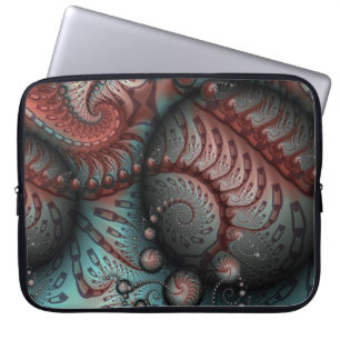 Abstrakt Fantasy Fraktal Konst Bollar Brun Blå Laptop Fodral