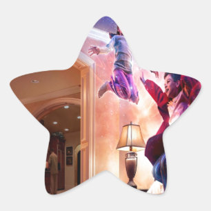 Abstrakt Fantasy Peter Pan Firande Stjärnformat Klistermärke