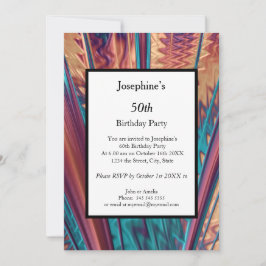 Abstrakt färg 50:e Födelsedagsfesten Inbjudningar