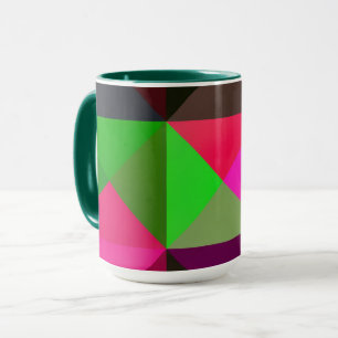 Abstrakt Färg Block Art Mugg i Lila och Rosa