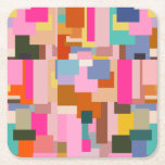 Abstrakt Färg Block Mid Century Modern Geometric Underlägg Papper Kvadrat<br><div class="desc">Blocket abstrakt Färg - Rosa,  Gult,  Orange,  Brown,  lavenderand blue - Modern för medelårhundradet.</div>