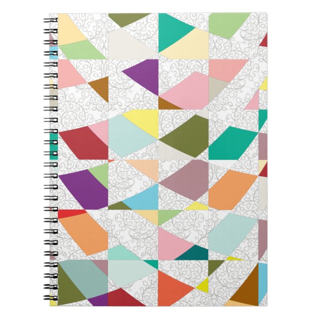Abstrakt Färg Damask Anteckningsbok Med Spiral (Framsidan)
