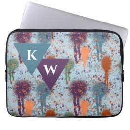 Abstrakt färg Dricker modern platter Monogram Laptop Fodral