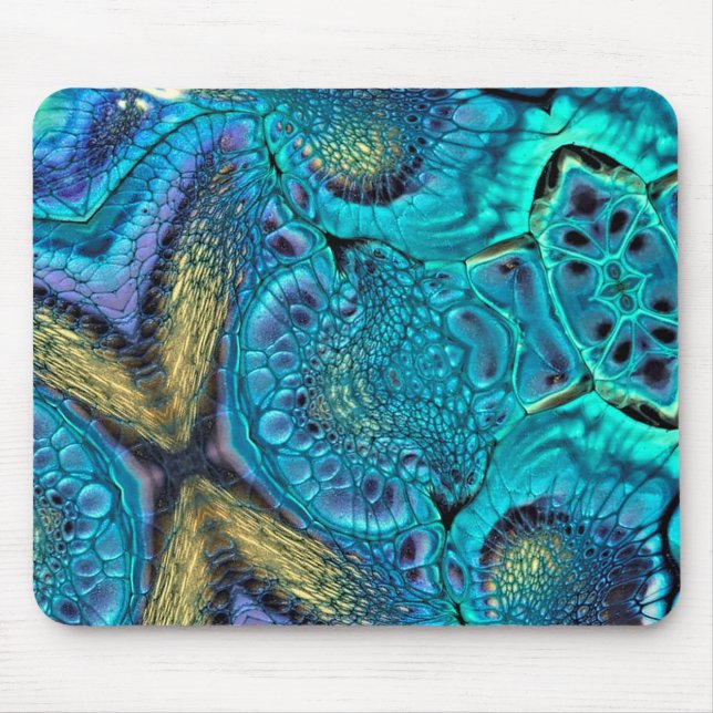 Abstrakt Färg Explosion Aqua Blue Guld Mouse Pad Musmatta (Framsidan)