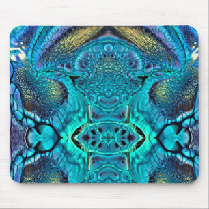 Abstrakt Färg Explosion Aqua Blue Guld Musmatta