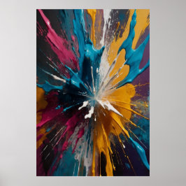 Abstrakt Färg Explosion Canvas med fet vibrant väg Poster