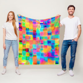 Abstrakt Färg Grid Fleecefilt