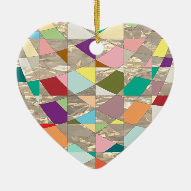 Abstrakt Färg Guld Julgransprydnad Keramik (Framsidan)