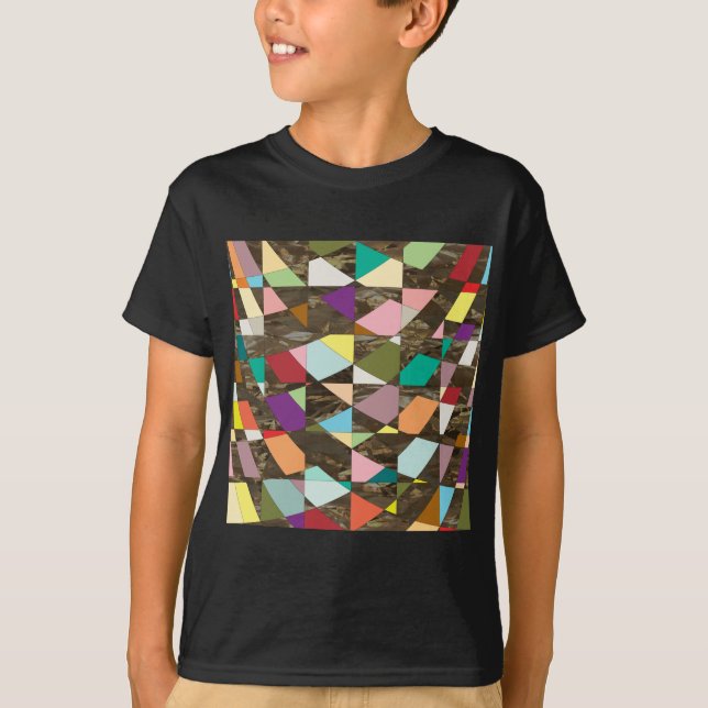 Abstrakt Färg Guld Tee Shirt (Framsida)