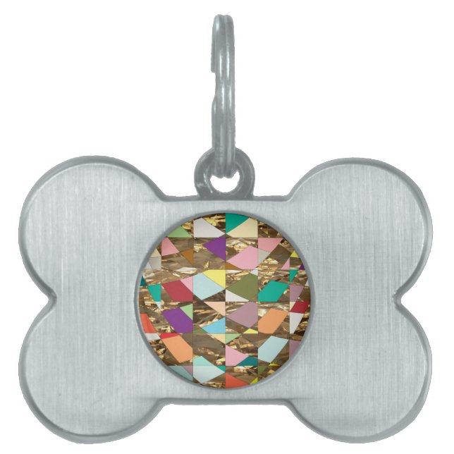 Abstrakt Färg guldolja Namnbricka Husdjur (Framsidan)