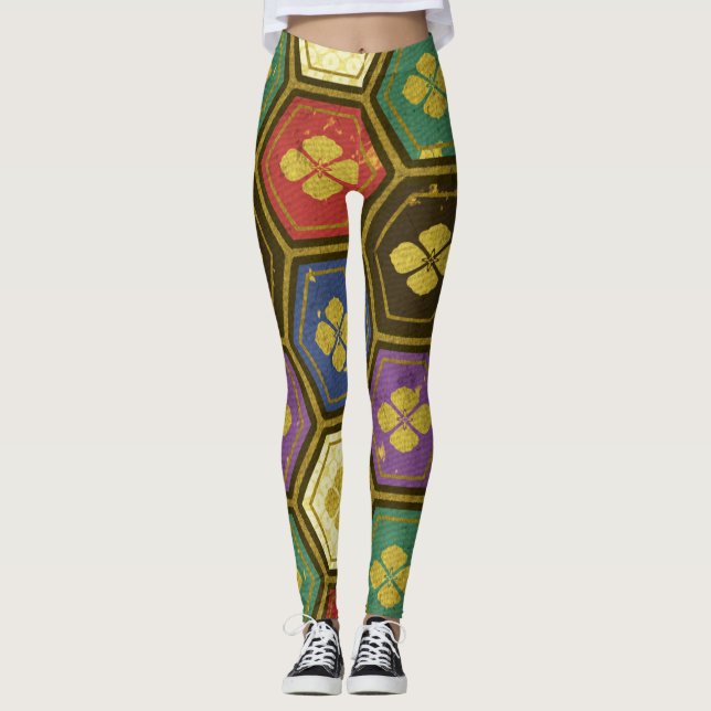 ABSTRAKT FÄRG MÖNSTER 1 LEGGINGS (Framsida)