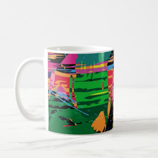 Abstrakt färg mönster i graffiti stil kvalitet v kaffemugg (Vänster)